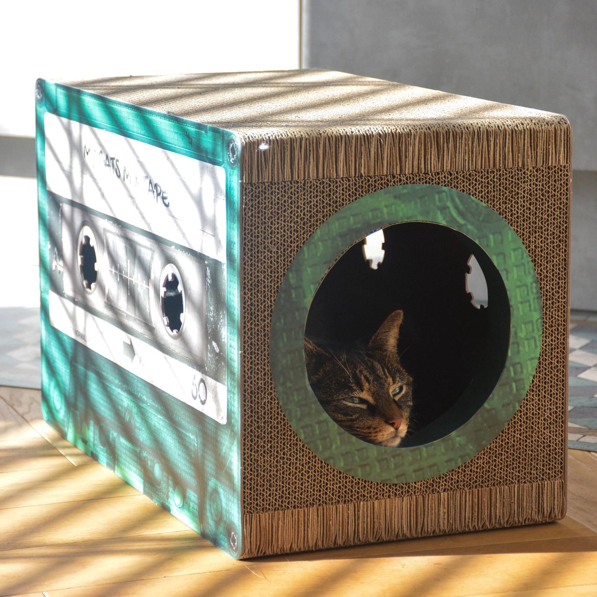  District 70 MIXTAPE - Trendy Retro Krabmeubel Van Duurzaam Karton - Omkeerbaar In Zwart - 54x35x31cm - Zwart