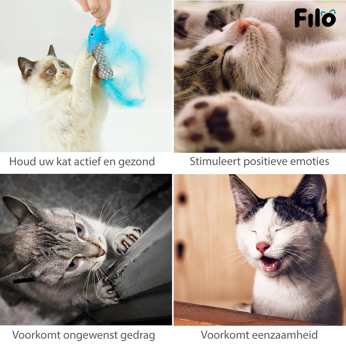  Filo Kattenhengel Set + 12 Kattenspeeltjes – Speelhengels Interactief Kattenspeelgoed – Hengel Kattenspeeltje Kittens - Speelgoed Speelhengel Vis Kat En Kitten