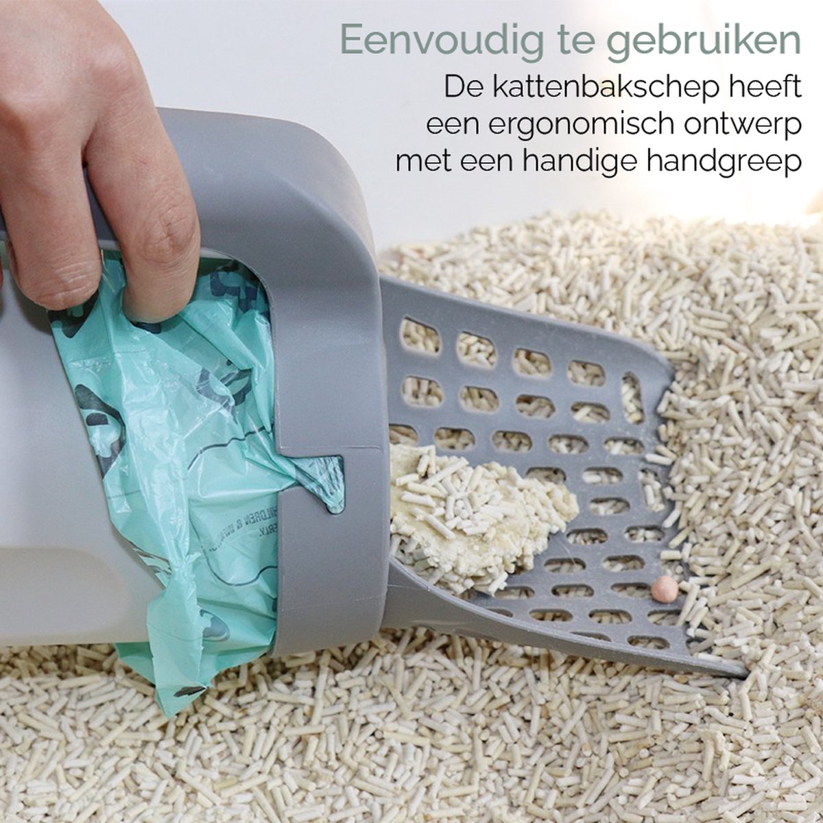  Fliksy Kattenbak Schep - Kattenbak Schepje Met Bakje - Kattenzakje - Katten - Haarverwijderaar - Kattenspeeltje