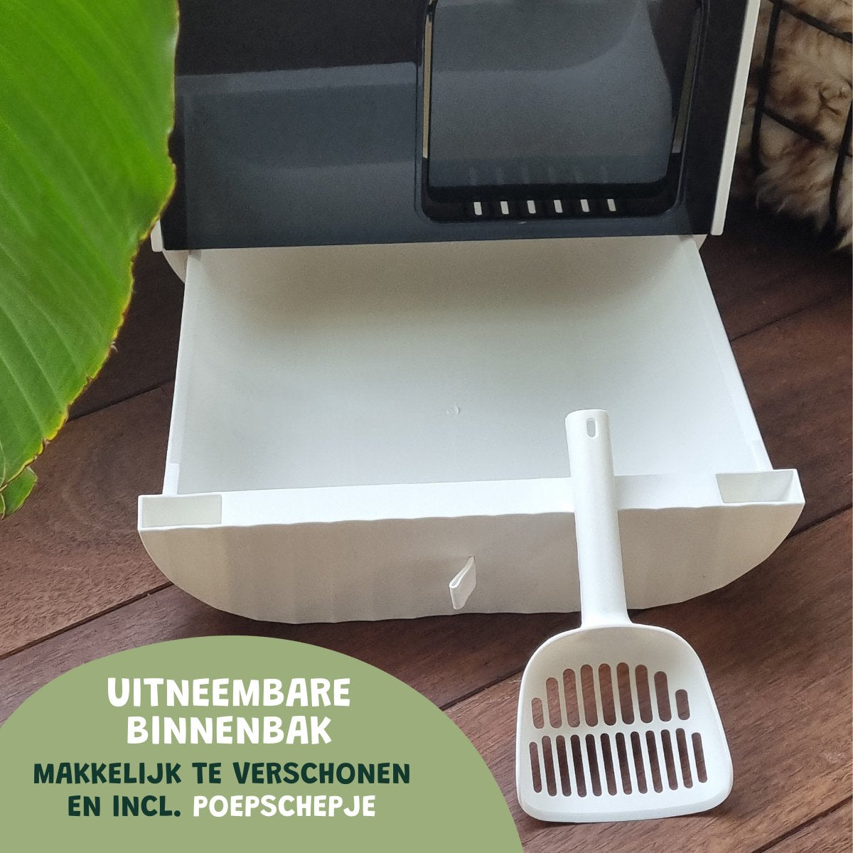  De Blaffende Kat Moderne Kattenbak - Met Uitneembare Lade En Kattenbak Mat