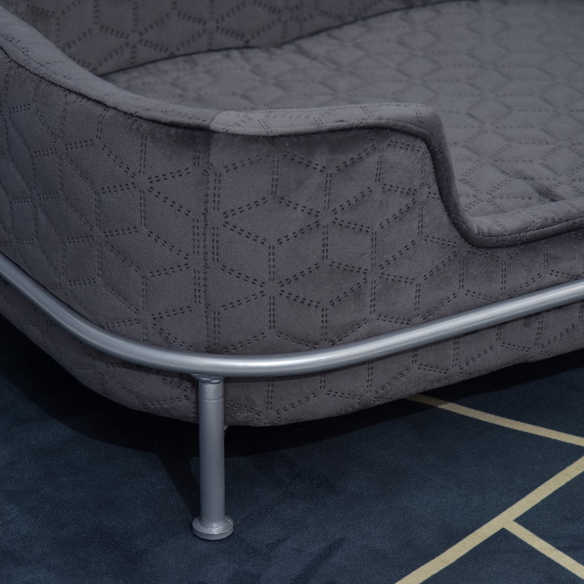  PawHut Hondenbank Met Rugleuning Huisdierenbank Met Metalen Poten Hondenbed Kattenbank D04-157