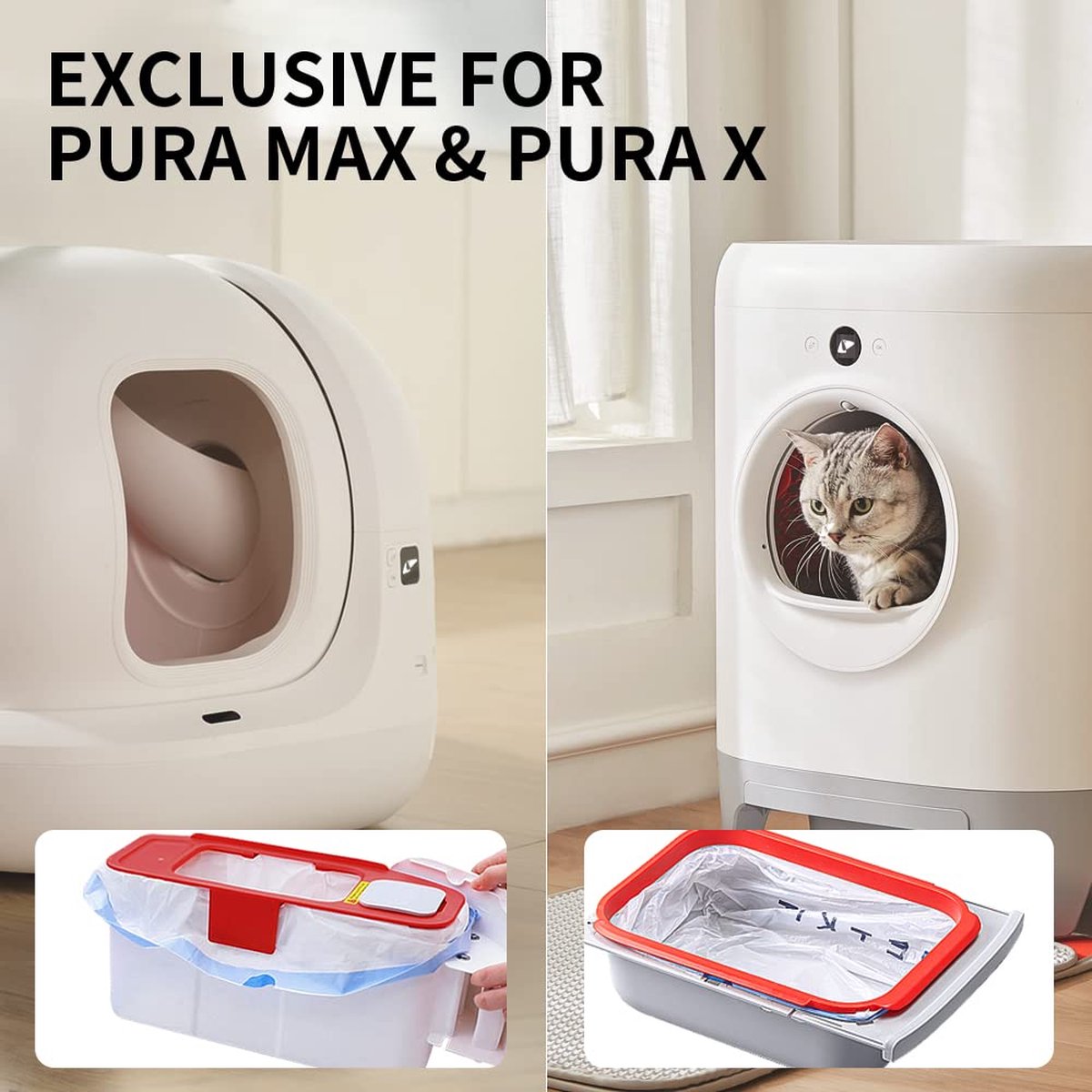  PETKIT Pura X Pura Max Vervangen Afvalzakken|5 Rollen(100 ST)|draagbare Kattenbakafvalbakken|Zakken Voor Zelfreinigende Kattenbak