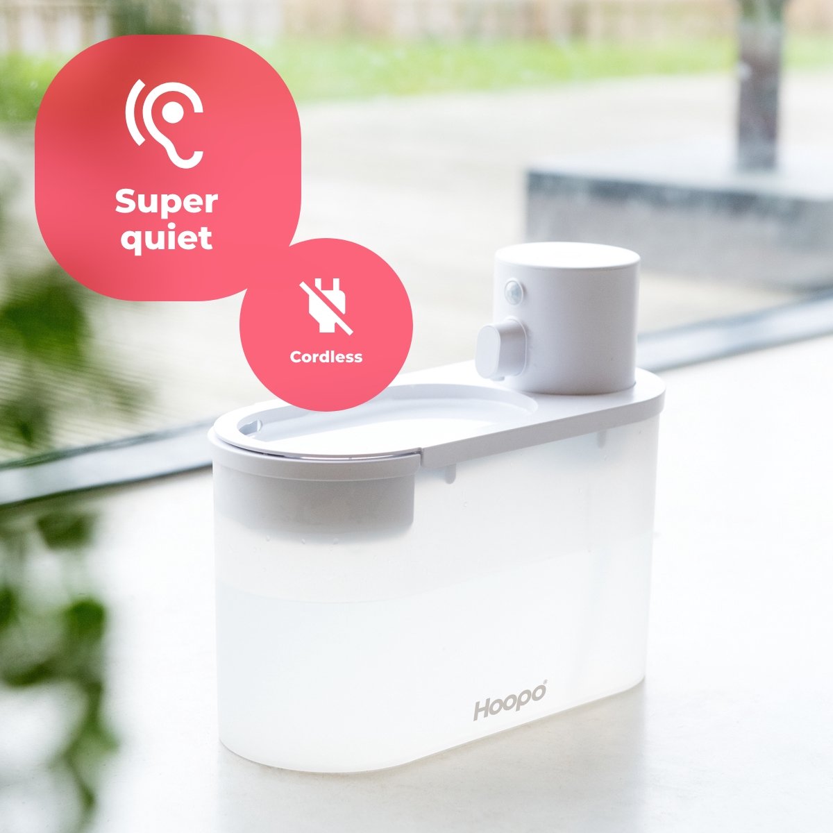  Hoopo® Agua - DRAADLOZE Waterfontein Katten - SMART Waterfontein Katten - UVC Disinfectie - 2 Liter - Automatische Katten Fontein