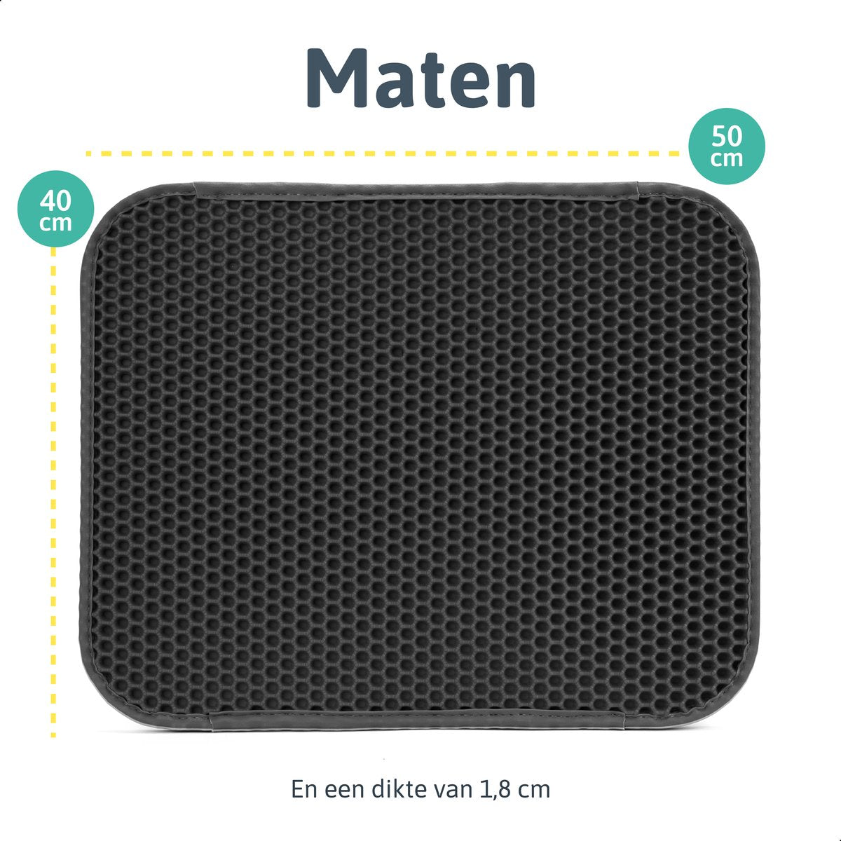  Kattenbakmat - 40 X 50 Cm - Grijs - Uitloopmat Kat - Kattenbakvulling - Opvang Ruimte - Grit Opvanger - Waterdicht - Eco-friendly