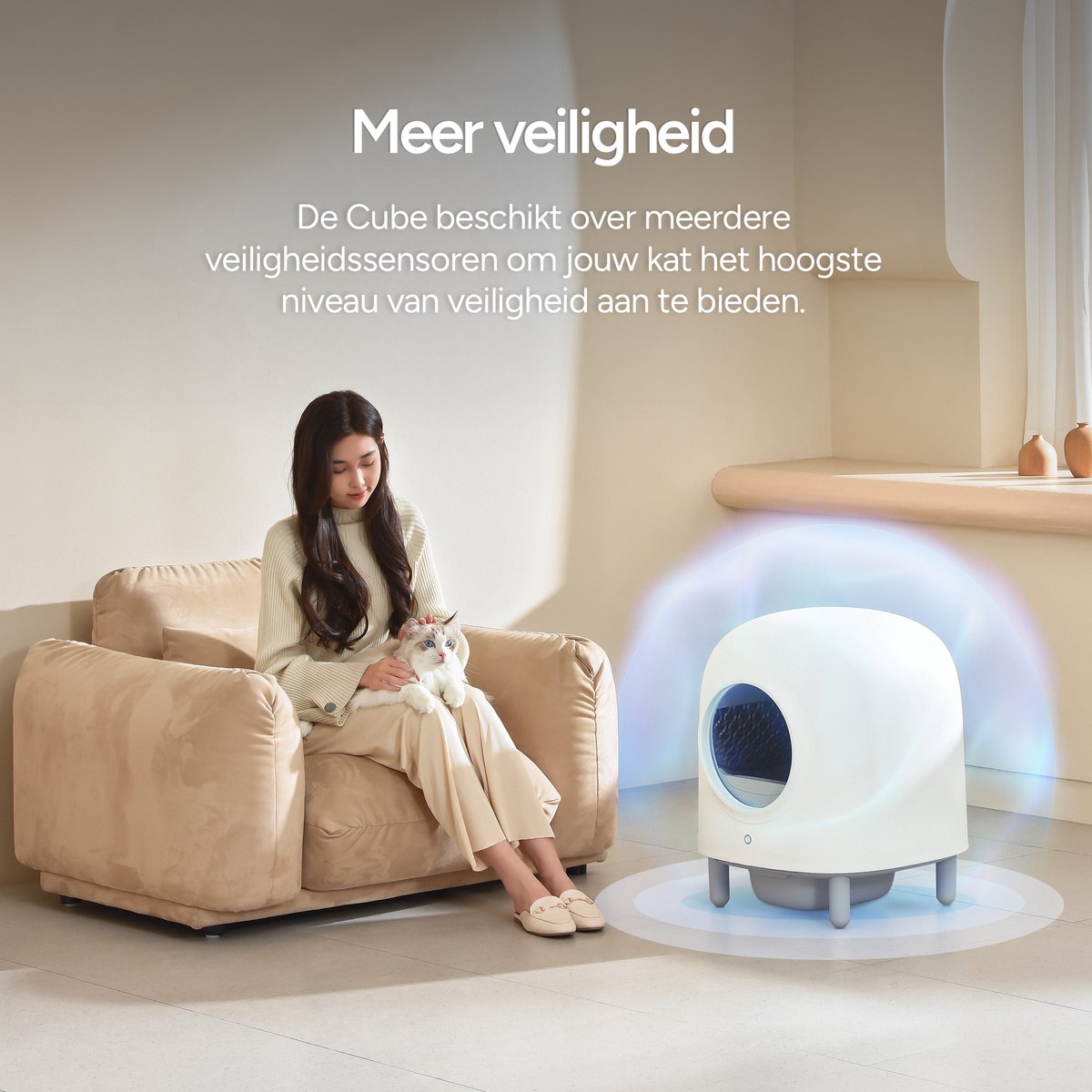  Petree Cube - Zelfreinigende Kattenbak - Automatisch - Bedienen Via De App - Katten - Anti-geur - 60 X 52 X 64 Cm