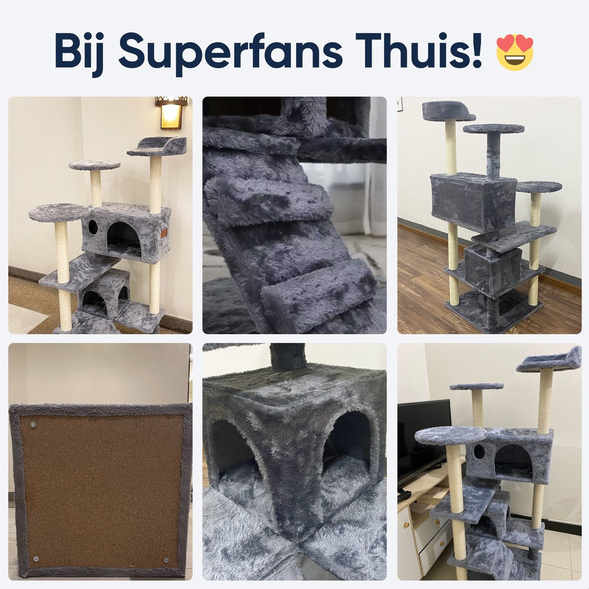  Happysnoots Krabpaal Voor Katten - 50x50x130cm - Kattenboom Voor Grote Katten - Cat Tower