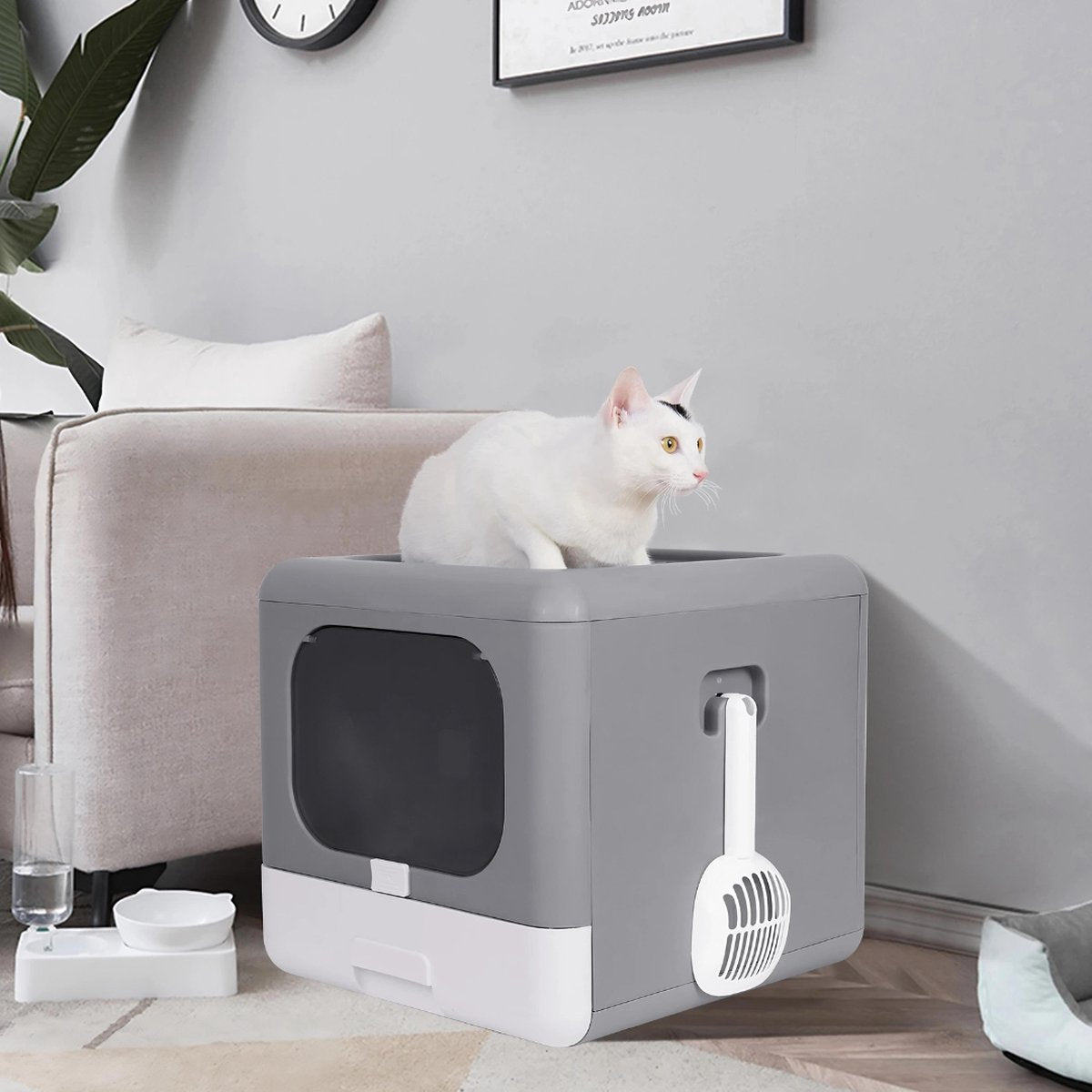 Merkloos Zelfreinigende Kattenbak - Automatische Kattenbak - Kattenbak Zelfreinigend - Electrische Kattenbak - Grijs