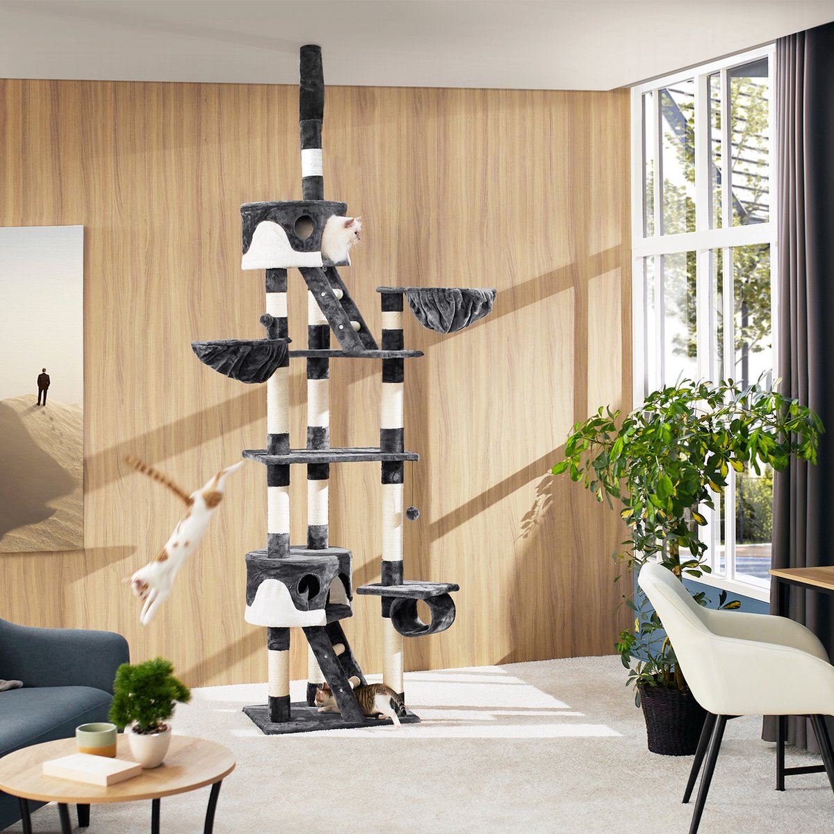  TecTake 401641 Krabpaal - Grijs - 260 Cm