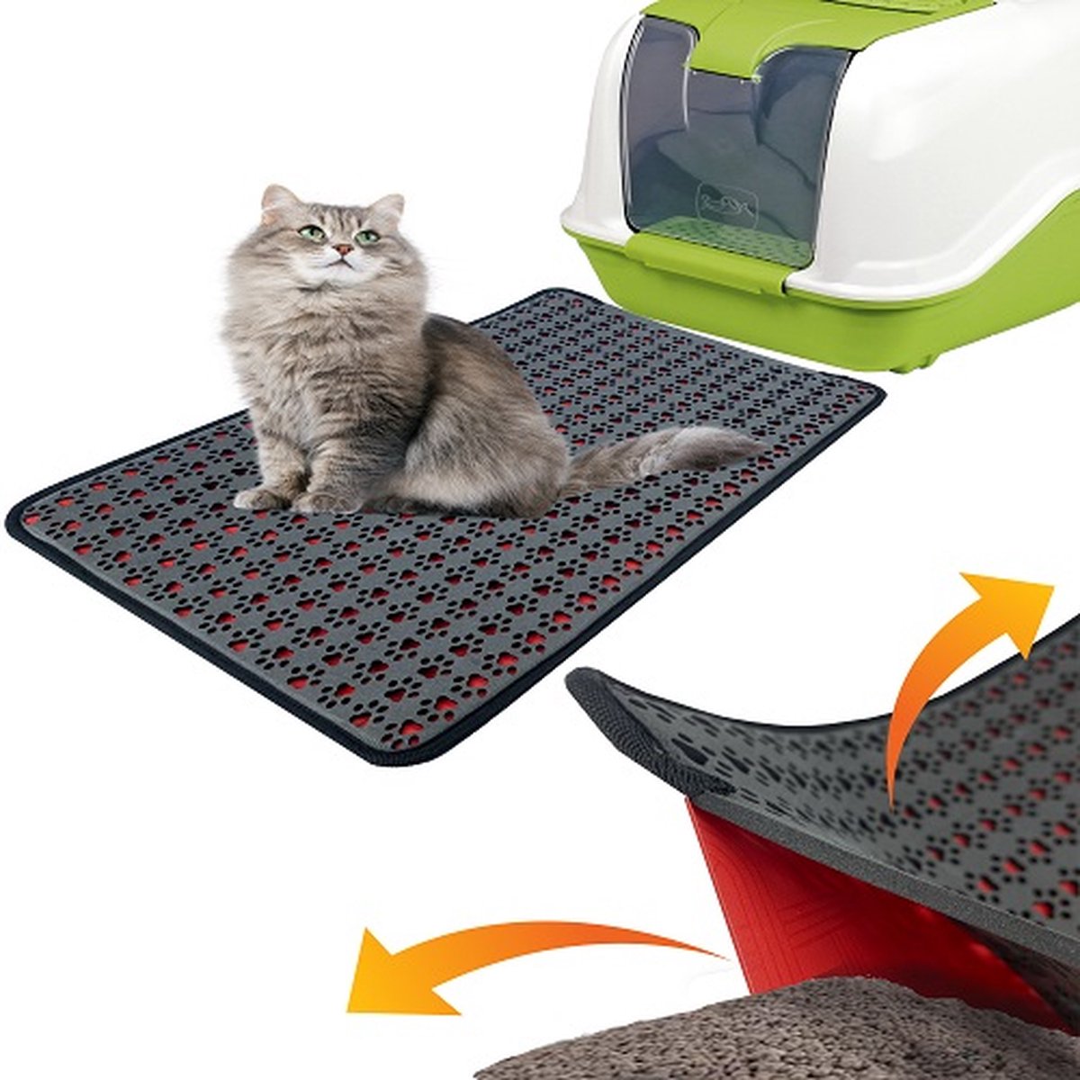  SiRaC - Kattenbakmat - Dubbele Laag Matten- Rood
