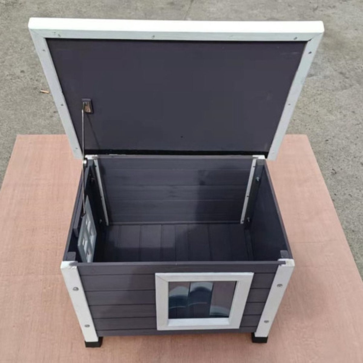  @Pet Kattenhuis Voor Buiten 57x45x43 Cm Grijs En Wit