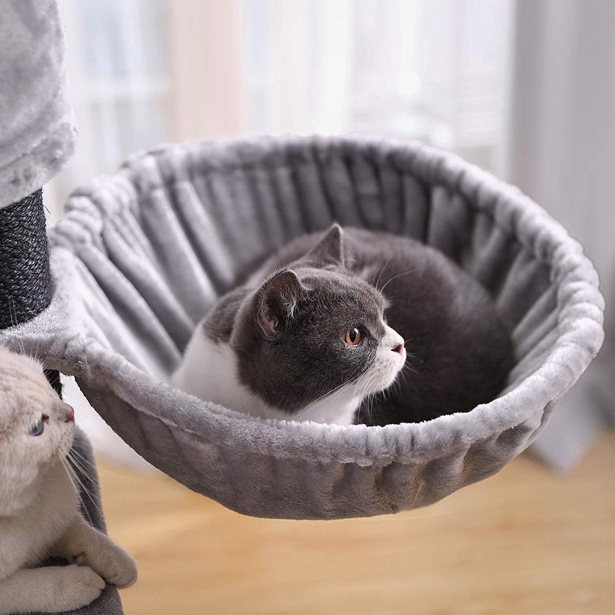  EKEO - Krabpaal Groot -kattenboom Met Pluizig Uitzichtplatform - Ligkom En Knuffelholte - Kattentoren - XL
