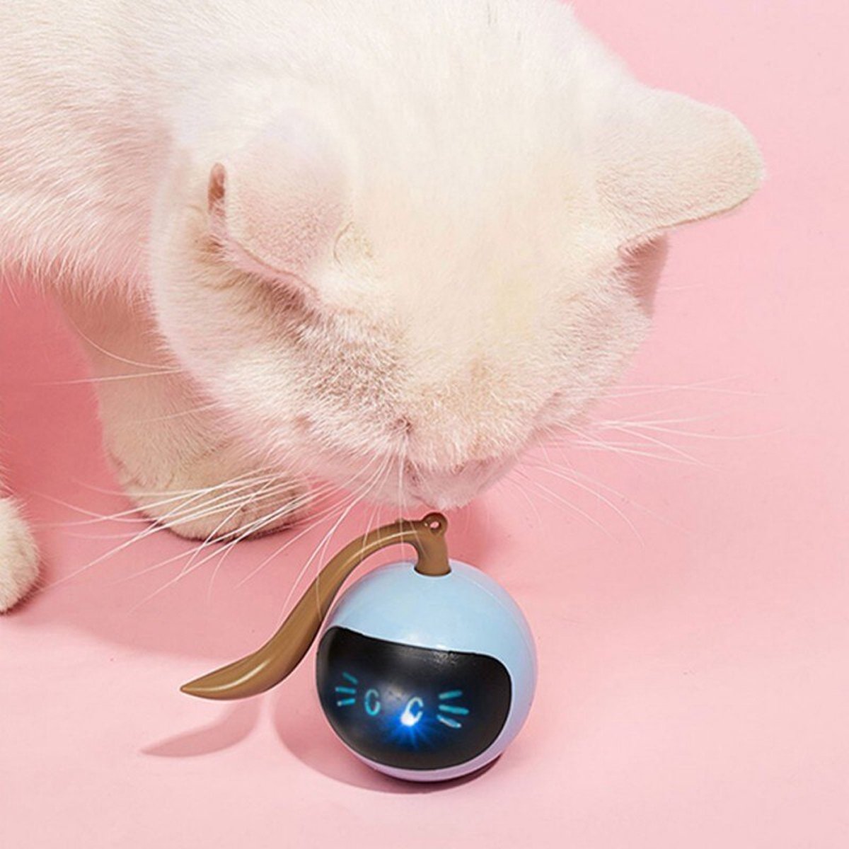  Otiume Interactieve Speelbal - Slimme Interactieve Jaag Speeltje Voor Katten - Kattenspeeltjes - Intelligente Jaagbal - AI -USB Oplaadbaar - LED - Blauw