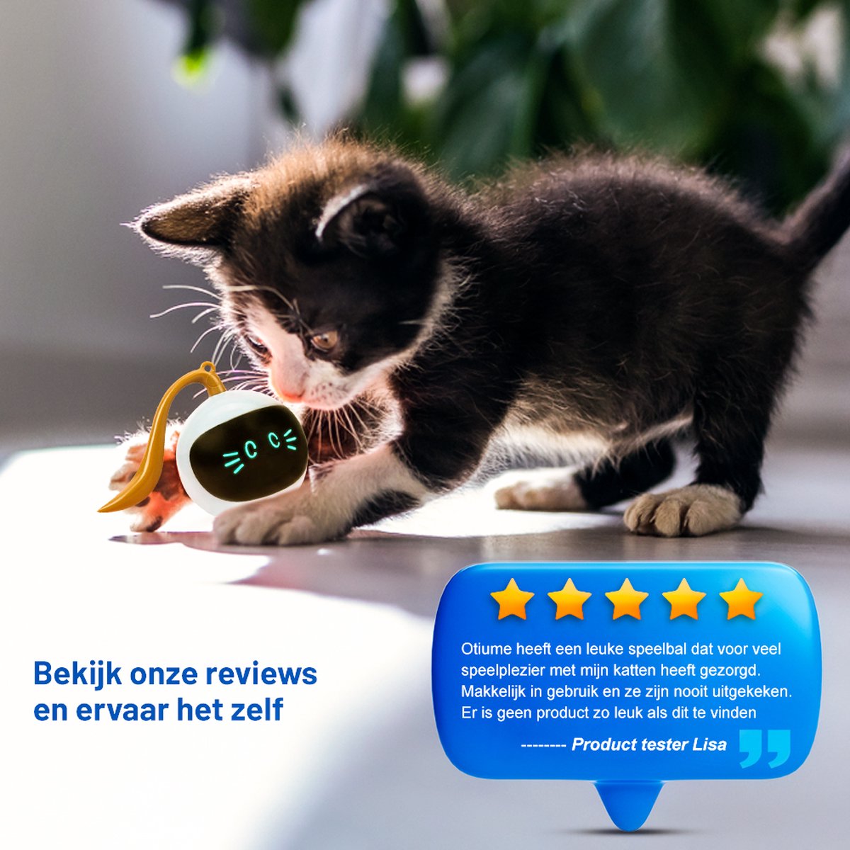  Otiume Slimme Katten Speeltje - Interactieve Zelf Rollende Bal Voor Katten - Kattenspeeltjes -Speelgoed Voor Dieren - USB Oplaadbaar
