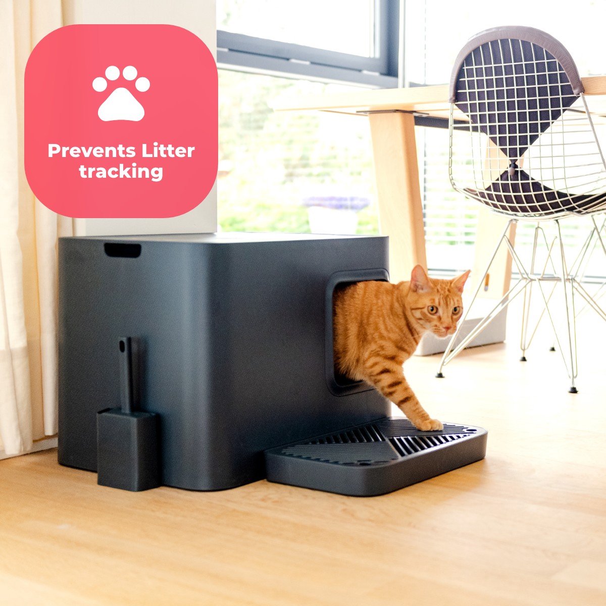  Hoopo® Dome Plus Kattenbak Grijs - Kattenbak - Kattenbakschep - 50x37.5x38cm - Grote Kattenbak