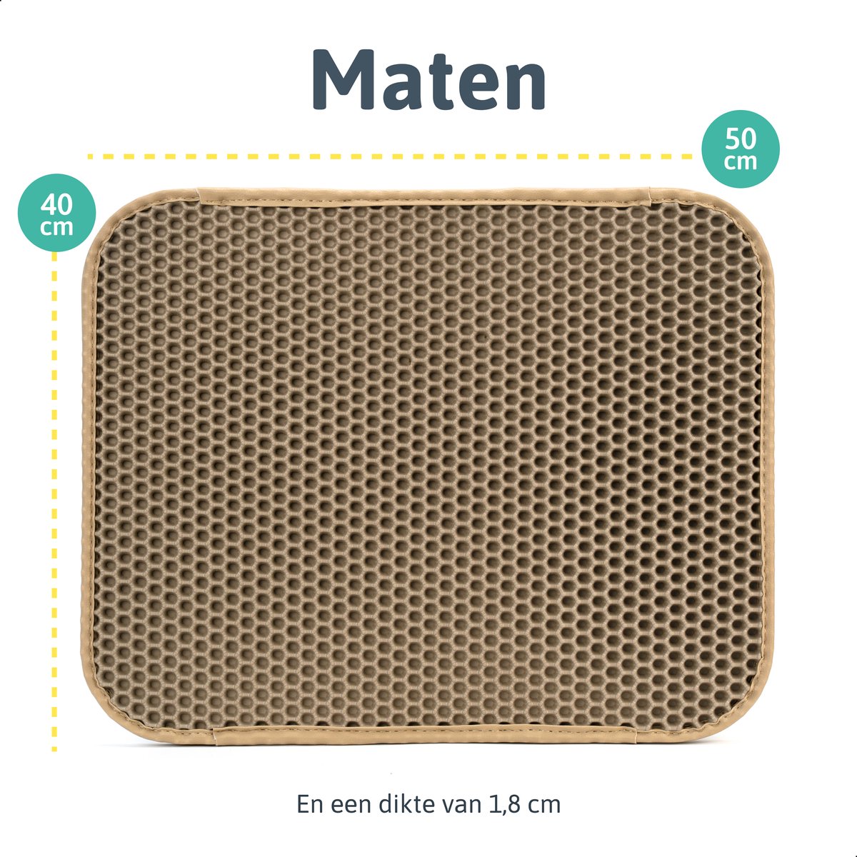  Kattenbakmat - 40 X 50 Cm - Creamy White - Uitloopmat Kat - Kattenbakvulling - Opvang Ruimte - Grit Opvanger - Waterdicht - Beige - Eco-friendly - Incl. Speeltje