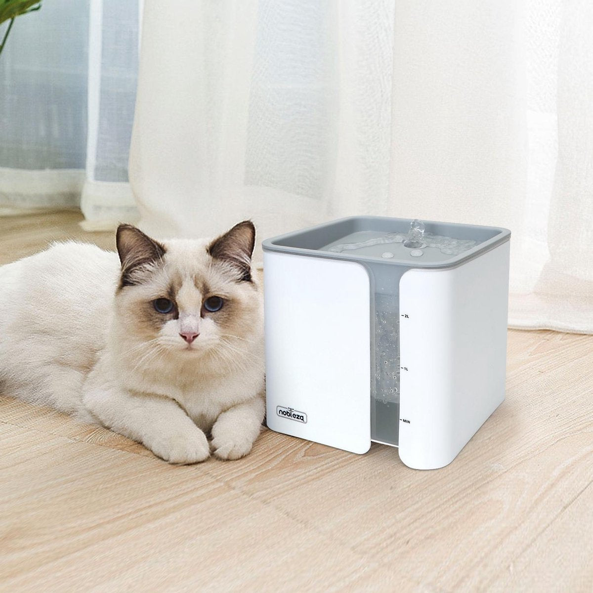  Nobleza USB Drinkfontein Voor Hond/Kat - 2L - Incl. 2 Filters - Wit