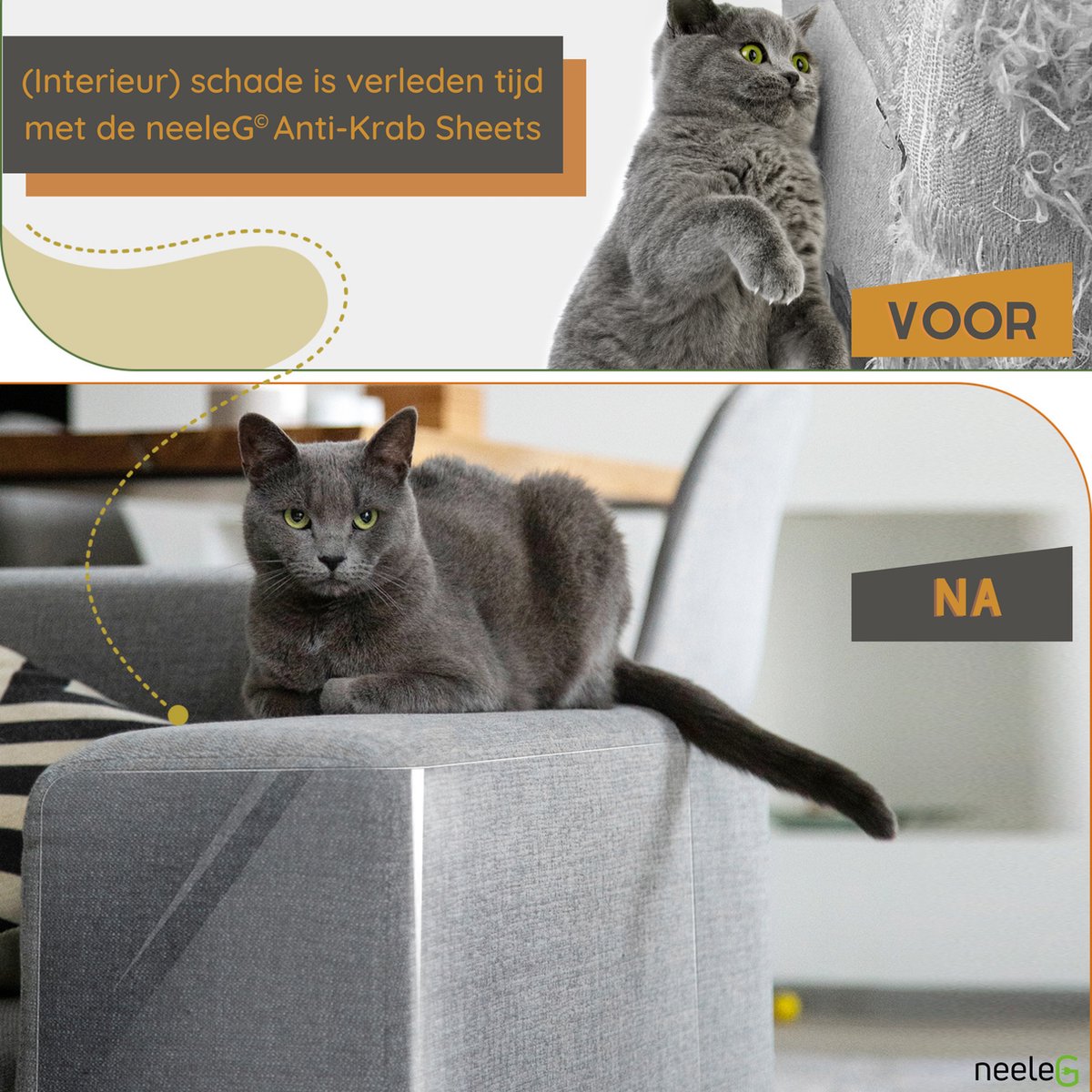 Merkloos Katten Anti Krab XXL Vellen - 10 Stuks - Met NeeleG Springveren - Meubelbescherming - Diervriendelijk - Geen Krabschade Aan Meubels - Bankbescherming - Enkelzijdig Klevend En Transparant - Zonder Punaises - Krabpaal - Anti Scratch - 30x45 CM