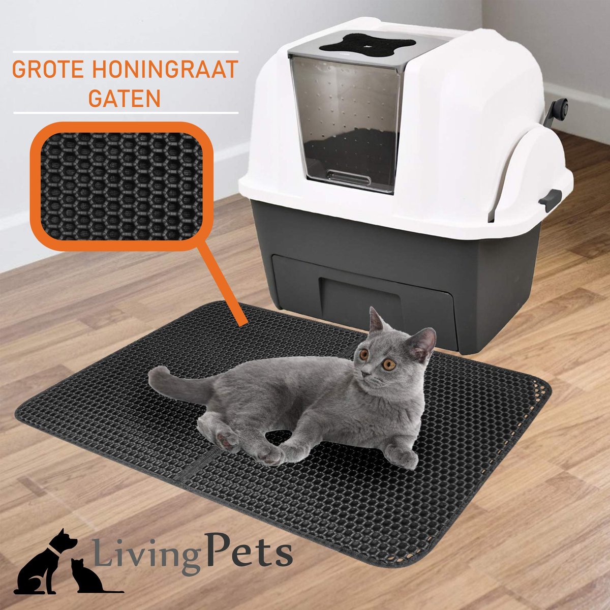  Lavida Home - Kattenbakmat - Grit Opvanger - 45 X 60 Cm - Dubbele Laag &amp; Waterdicht - Katten Mat - Katten Mat Met Opvangruimte Voor Grit - Katten Mat - Kat Benodigdheden - Kitten - Gritmat Voor Poes - Grijs