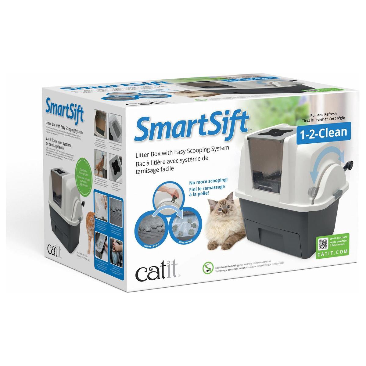  Catit Kattenbak - Incl. 4 Afvalzakken - Grijs/Wit - 67 X 48 X 46 Cm
