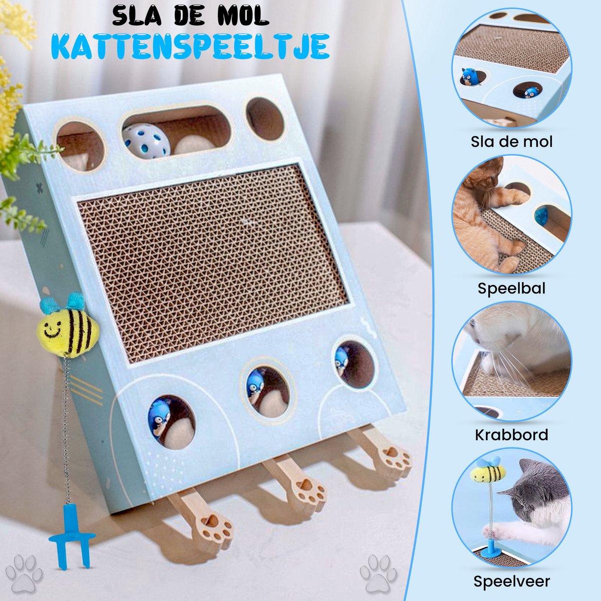  Sla De Mol Kattenspeeltje - Katten Speelgoed - Kattenspeelgoed - Kattenspeeltjes - Kattenspeeltjes Intelligentie - Kattenspeelgoed Intelligentie