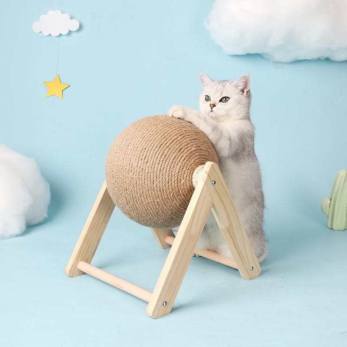  LARMA Krabbol Voor Katten - Krabpaal - Krabbol - Krabplank - Krabmeubel - Kattenspeeltje - 22x18x16 CM - Bruin