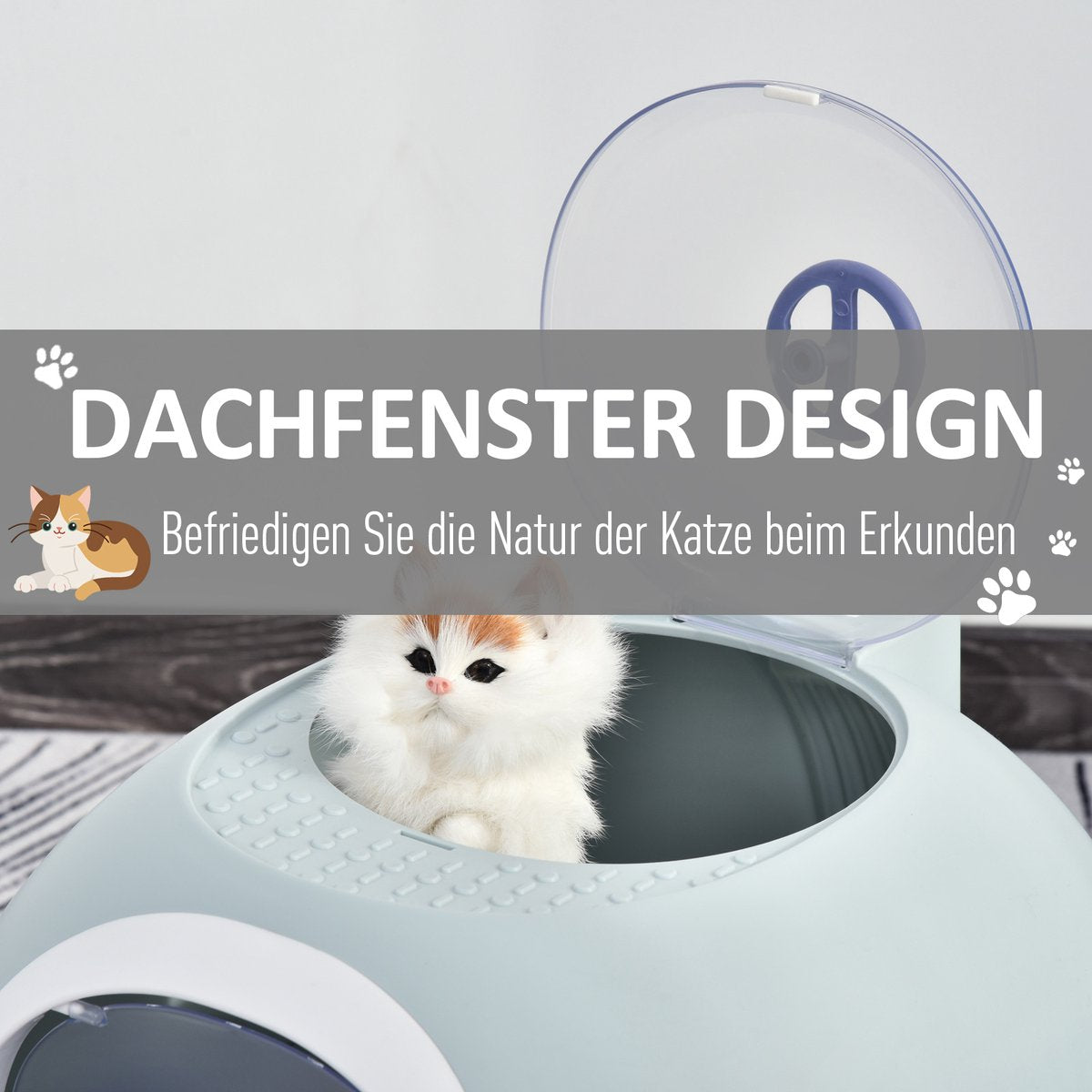  PawHut Kattentoilet Kattenbak Dakraam Bodembak Schep Draagbaar PP ABS D31-012