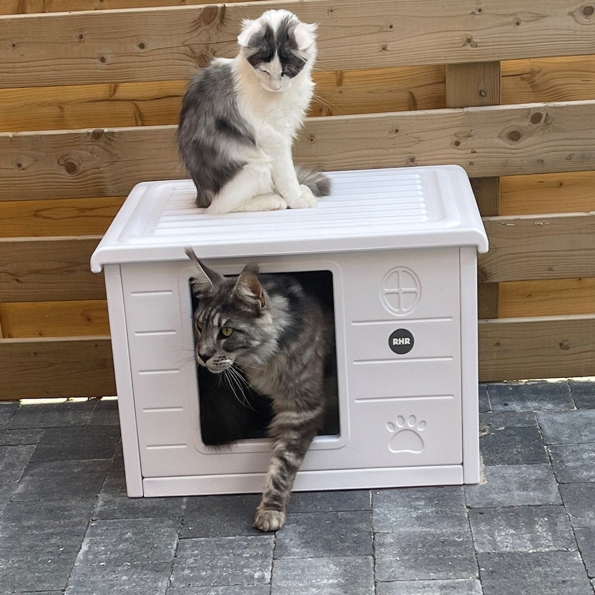  RHRQuality Kattenhuis Voor Binnen En Buiten Kattenhok Villa De Luxe Wit 60cm