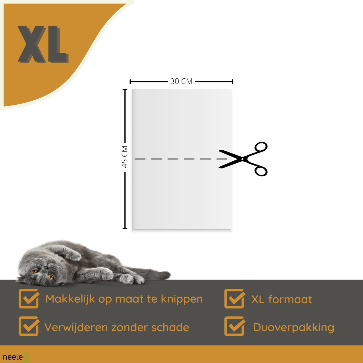 Merkloos Katten Anti Krab XXL Vellen - 10 Stuks - Met NeeleG Springveren - Meubelbescherming - Diervriendelijk - Geen Krabschade Aan Meubels - Bankbescherming - Enkelzijdig Klevend En Transparant - Zonder Punaises - Krabpaal - Anti Scratch - 30x45 CM