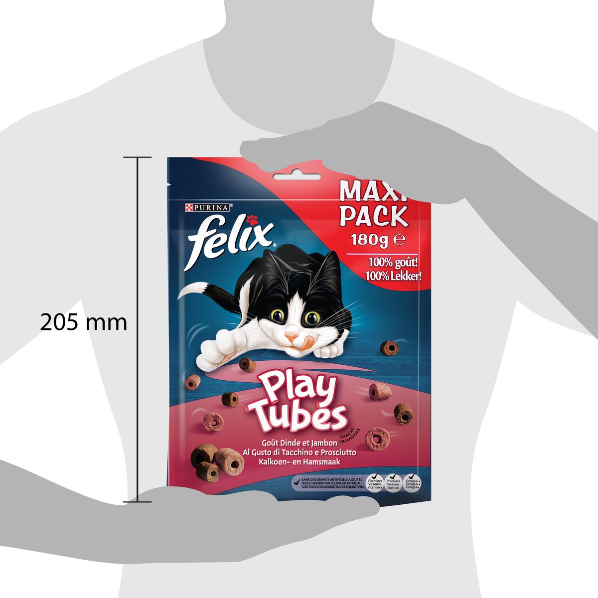  Felix PlayTubes - Kattensnacks Kalkoen &amp; Ham - 5 X 180g