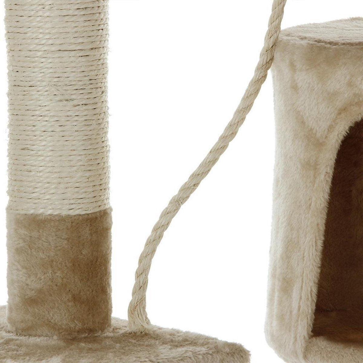 Merkloos Cadoca Kattenboom Beige Met 3 Kijkplekken, 1 Grot, 2 Speelballen En één Touw