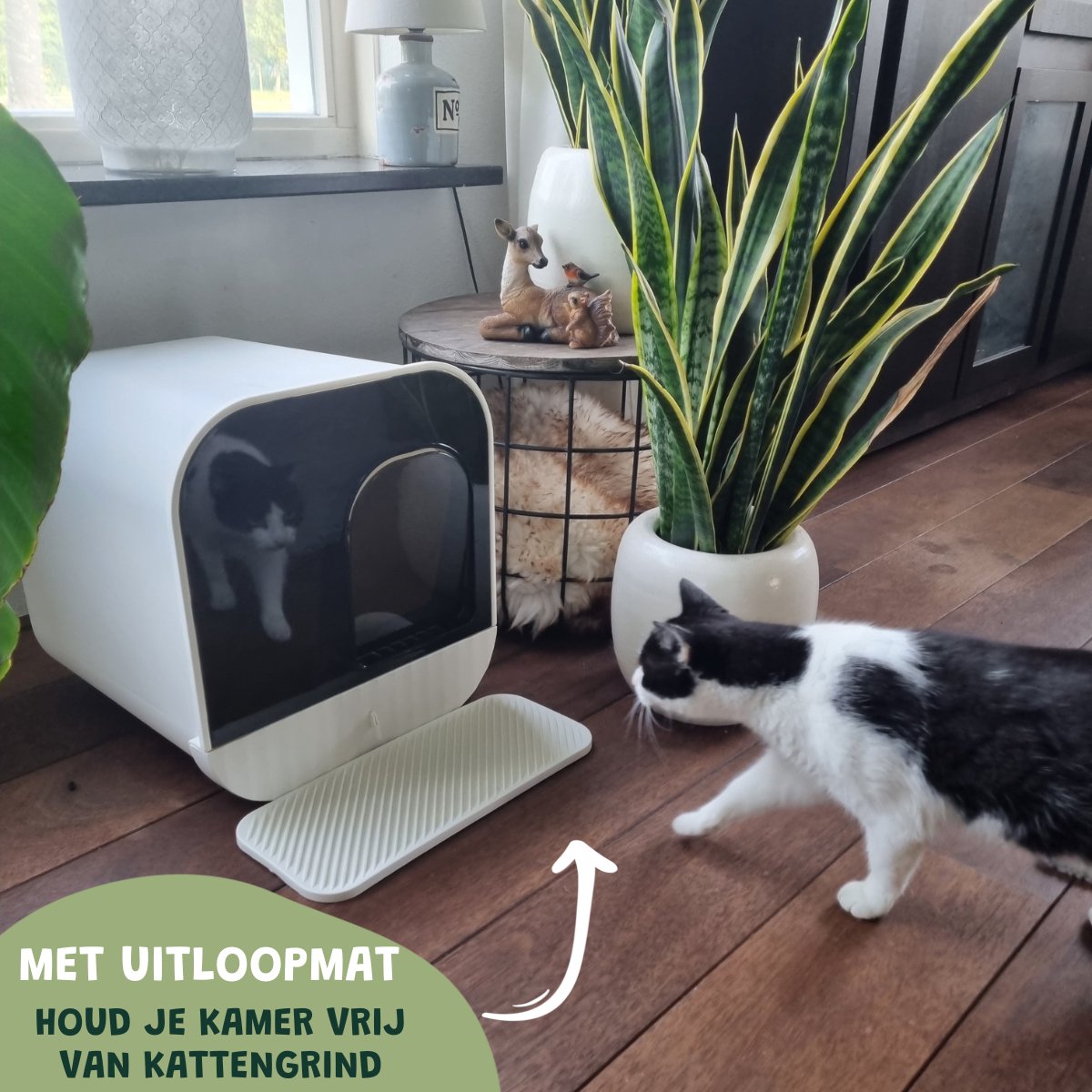  De Blaffende Kat Moderne Kattenbak - Met Uitneembare Lade En Kattenbak Mat