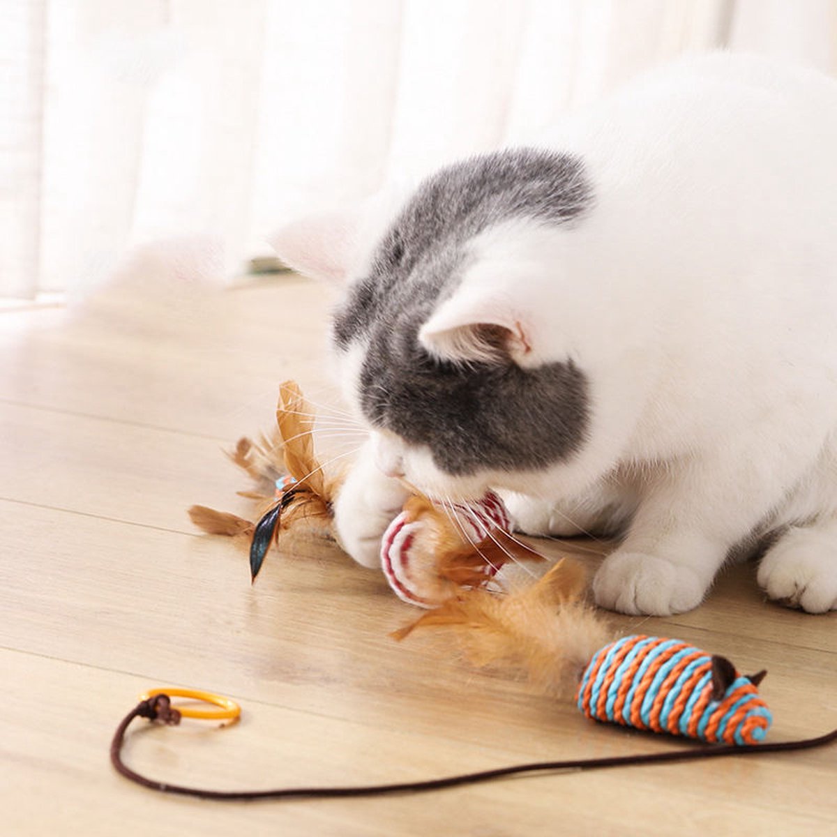  Kattenspeelgoed - Set Met 7 Kattenspeeltjes - Complete Set - Kattenhengel - Speelmuis