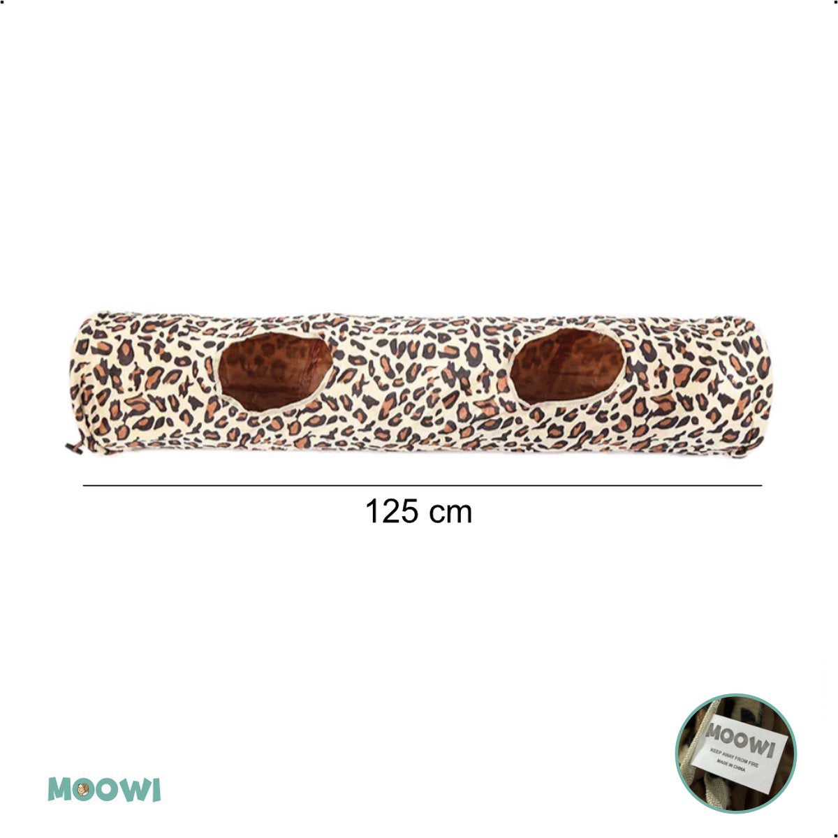  Moowi - Kattentunnel Luipaardprint - 125 Cm - Speeltunnel - Tijgerprint
