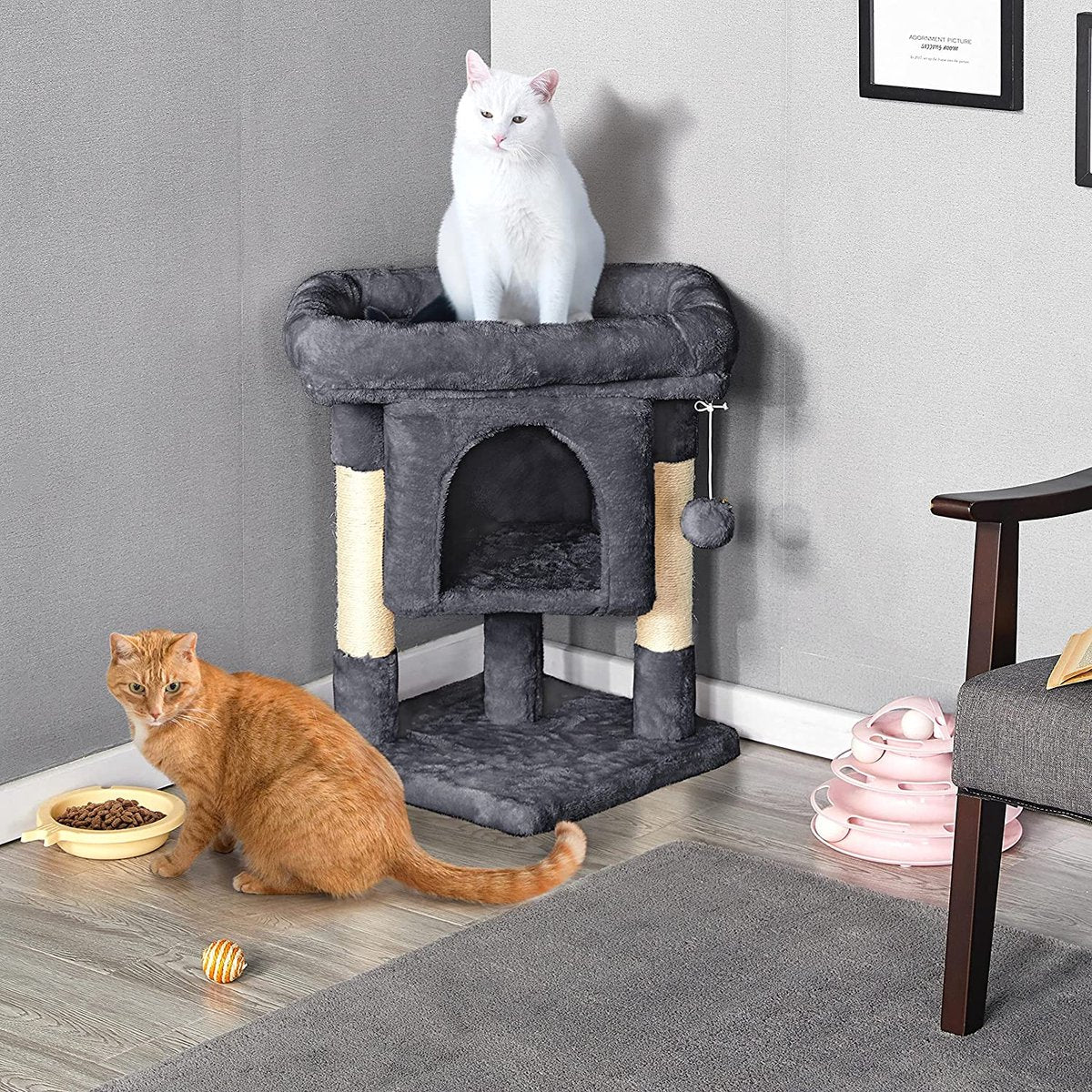  Yaheetech Krabpaal Kleine Kattenkrabpaal Met Grote Kattenholte Pluche Kattenboom Kattenmeubel Speelboom Voor Kleine Katten