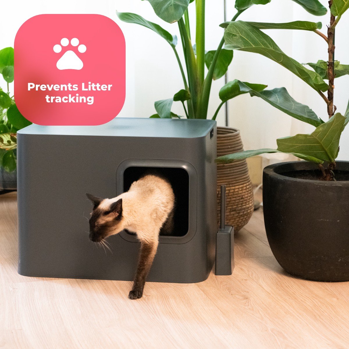  Hoopo® Dome Kattenbak Grijs - Kattenbak - Kattenbakschep - Kattenbakmat