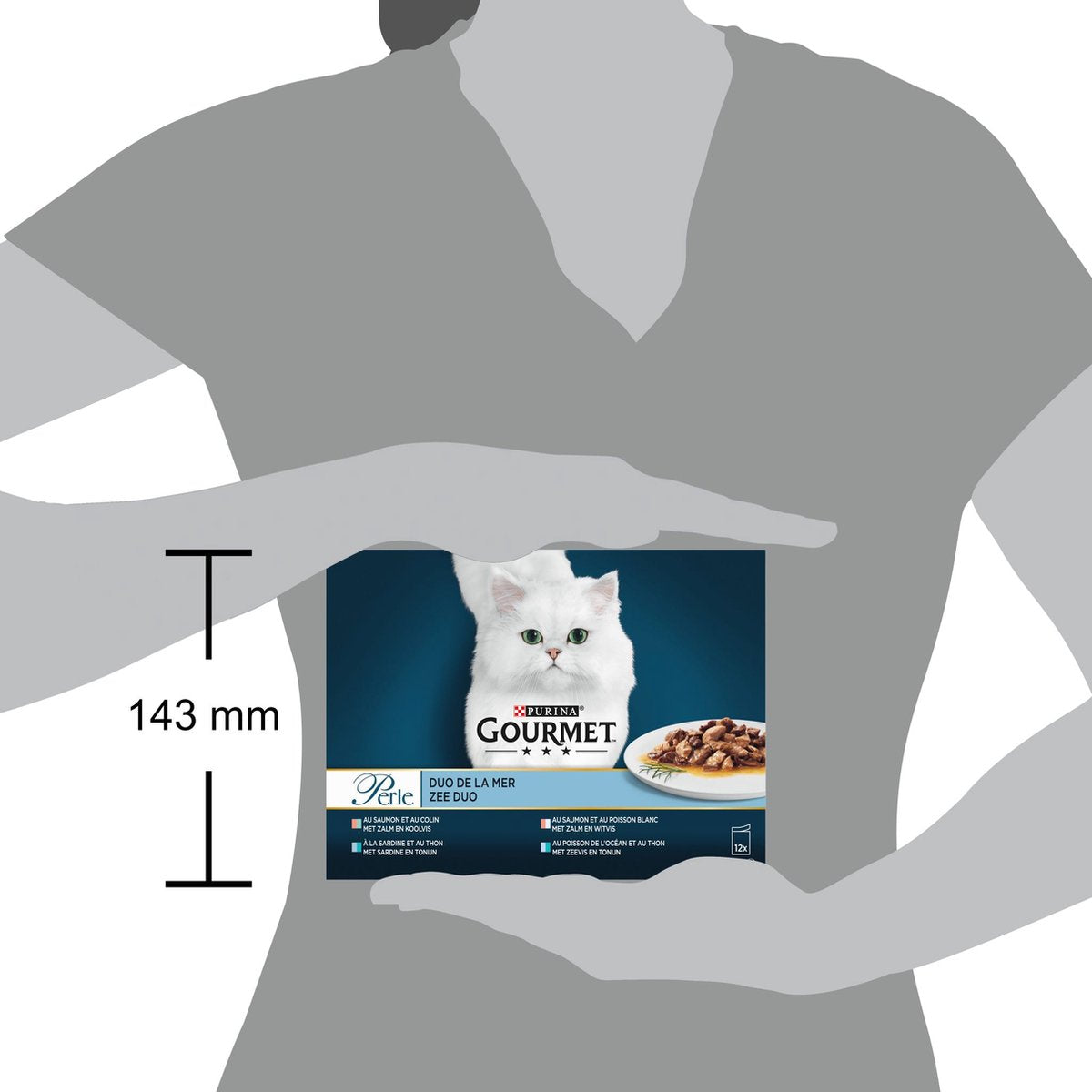  Gourmet Perle Duo – Kattenvoer Natvoer - Met Zalm En Koolvis, Zalm En Witvis, Zeevis En Tonijn, Sardine En Tonijn – 48 X 85 Gr