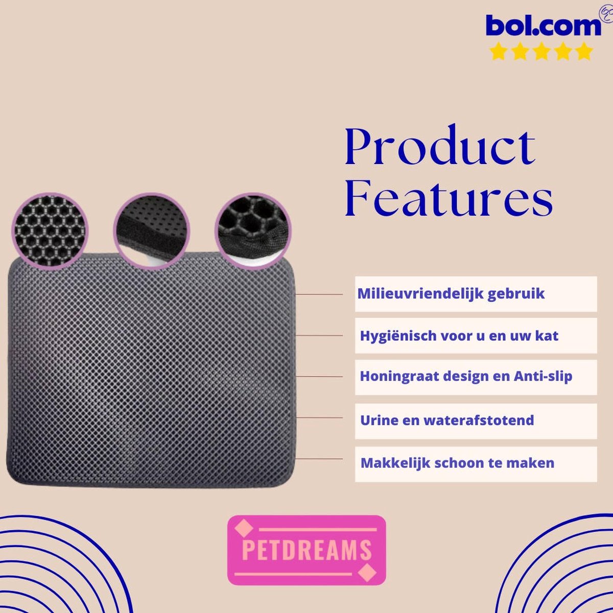  Professionele Kattenbakmat + Cadeau – Schoonloopmat Kattenbak – Katten Grit Opvanger – Dubbele Waterdichte Laag – Uitloopmat Kattenbak – Kattenverzorging – Kattenbak Accessoires - Gritmat – Kat Benodigdheden