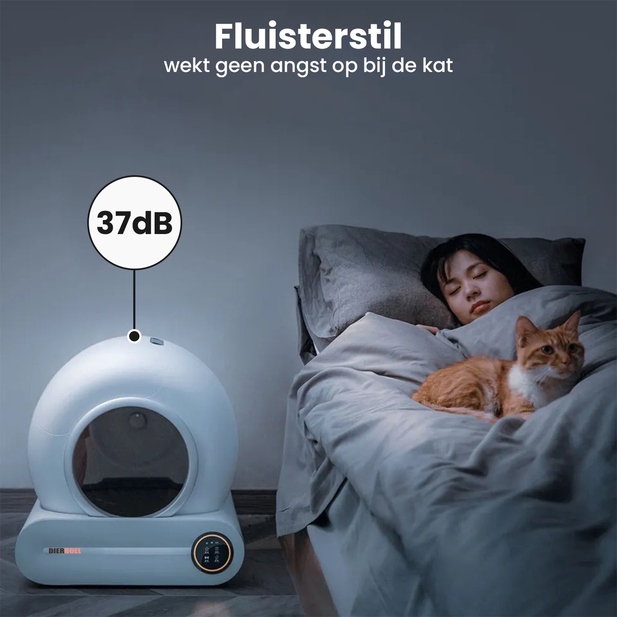  Dierboel Automatische Kattenbak - Zelfreinigende Kattenbak Met App - Ook Geschikt Voor Grote Katten 65L