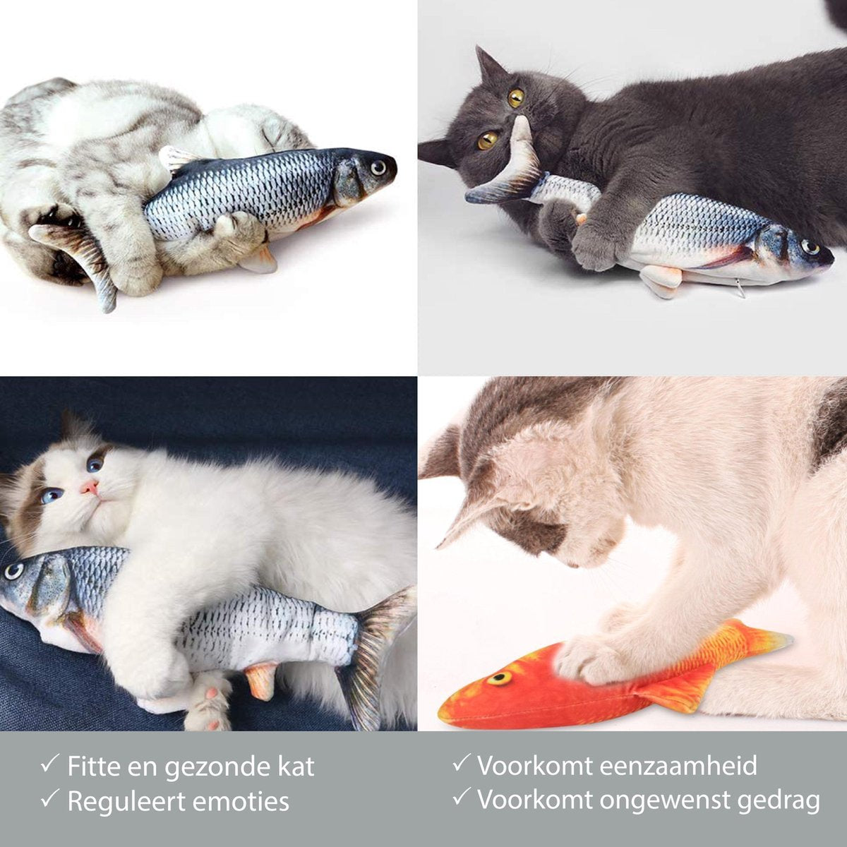  Filo Elektrisch Kattenspeeltje Bewegende Vis 30CM Met Kattenkruid + Goudvis 20CM - Interactief Speelgoed Katten - Elektronisch Kattenspeelgoed - Dansende Elektrische Speelvis Kat - Kattenspeeltjes Intelligentie - Speelgoed Kittens - Speeltjes Kitten