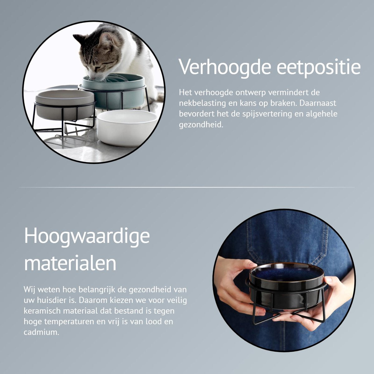  GIZMO 2x Voerbak Kat - 400 Ml - Groen - Keramische Drink- &amp; Voerbakken Met Standaard - 13 Cm - 2 Stuks