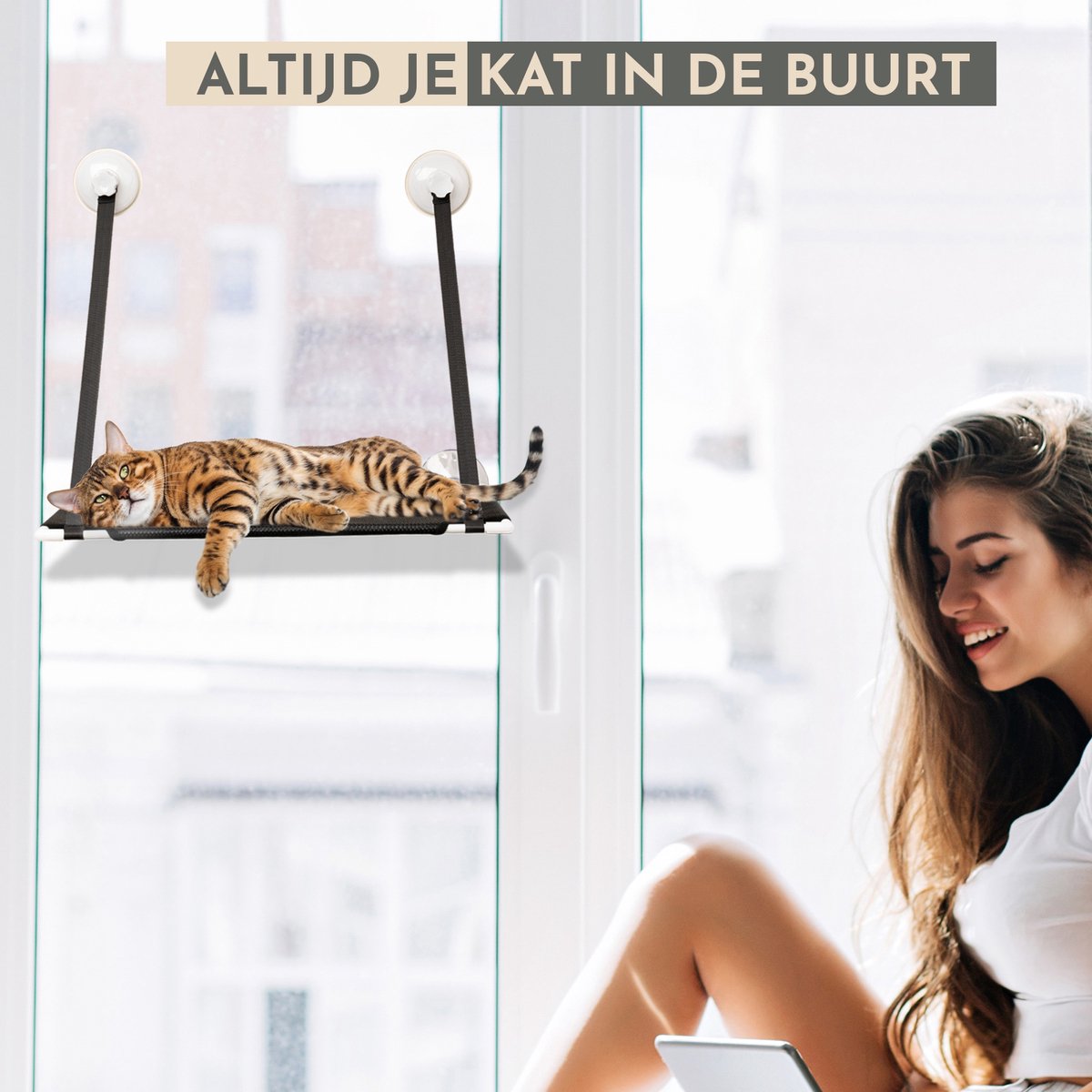  TACTIV PETS® Kattenhangmat | Hangmat Kat | Kattenhangmat Raam | Kattenmand