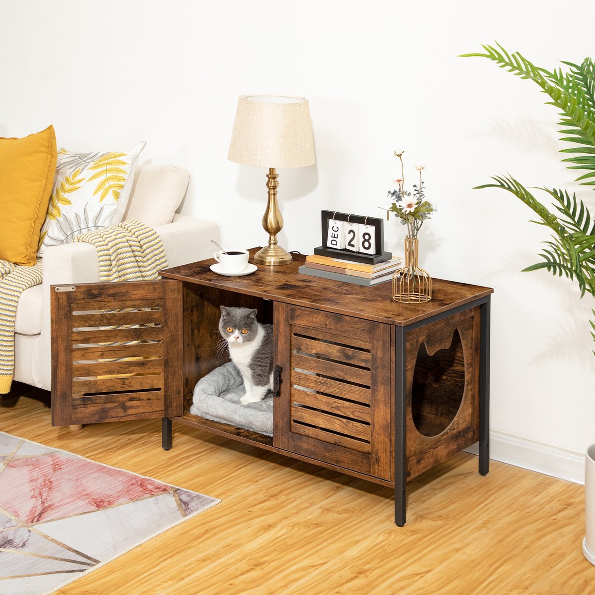  Be-Inspired® Kattenbak Huis – Kattenbakhuis – Kattenbak Ombouw – Kattenbakkast – Kattenmeubel – Kast Voor Kattenbak – Kattenbakhuisje – Kattenbak Cover Kattenbak Box – Houtlook
