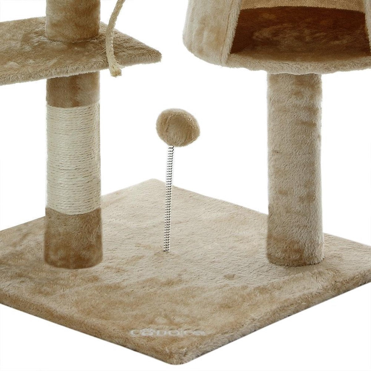 Merkloos Cadoca Kattenboom Beige Met 3 Kijkplekken, 1 Grot, 2 Speelballen En één Touw