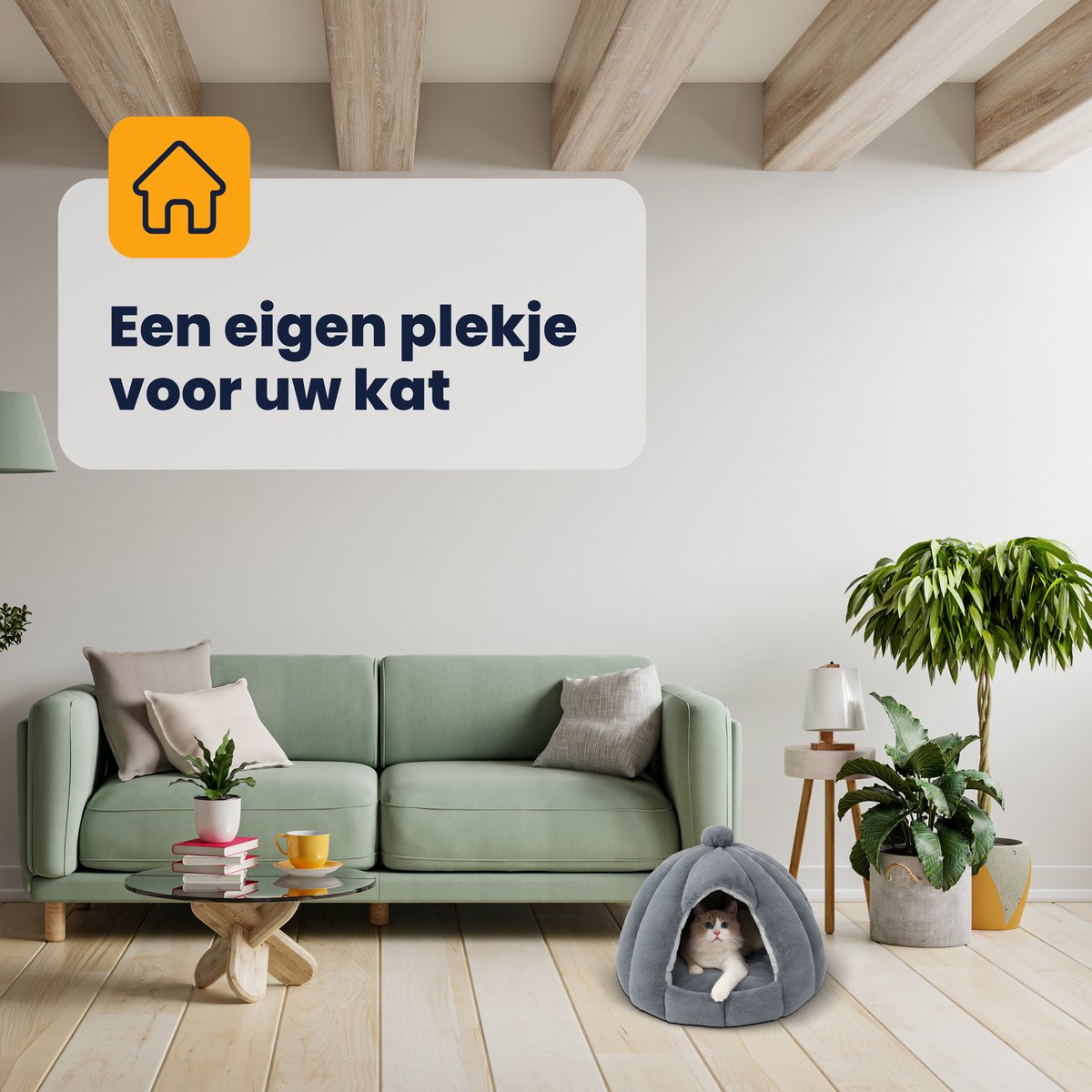 MIRO Katten Huis - Kattenhuizen - Kattenhok - Kattenmand - Dierenhuis - Extra Zacht - Grijs