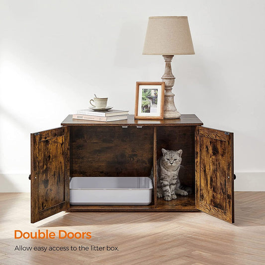  Hoppa! Kattenbak, Kattenhuis, Met Deuren, Vintage Bruin-zwart