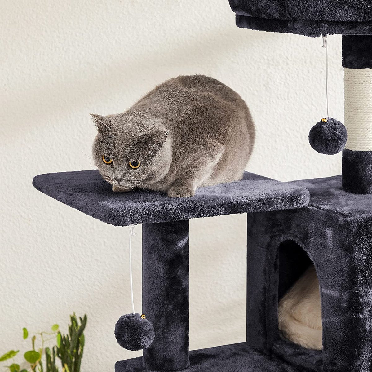  Krabpaal Met Hangmat Voor Meerdere Katten, Kattenboom, Rookgrijs