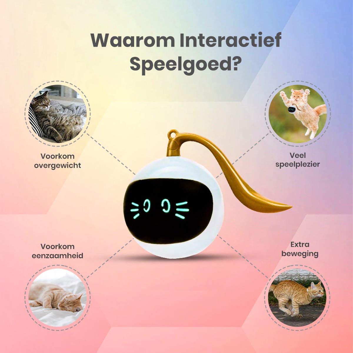  Otiume Slimme Katten Speeltje - Interactieve Zelf Rollende Bal Voor Katten - Kattenspeeltjes -Speelgoed Voor Dieren - USB Oplaadbaar