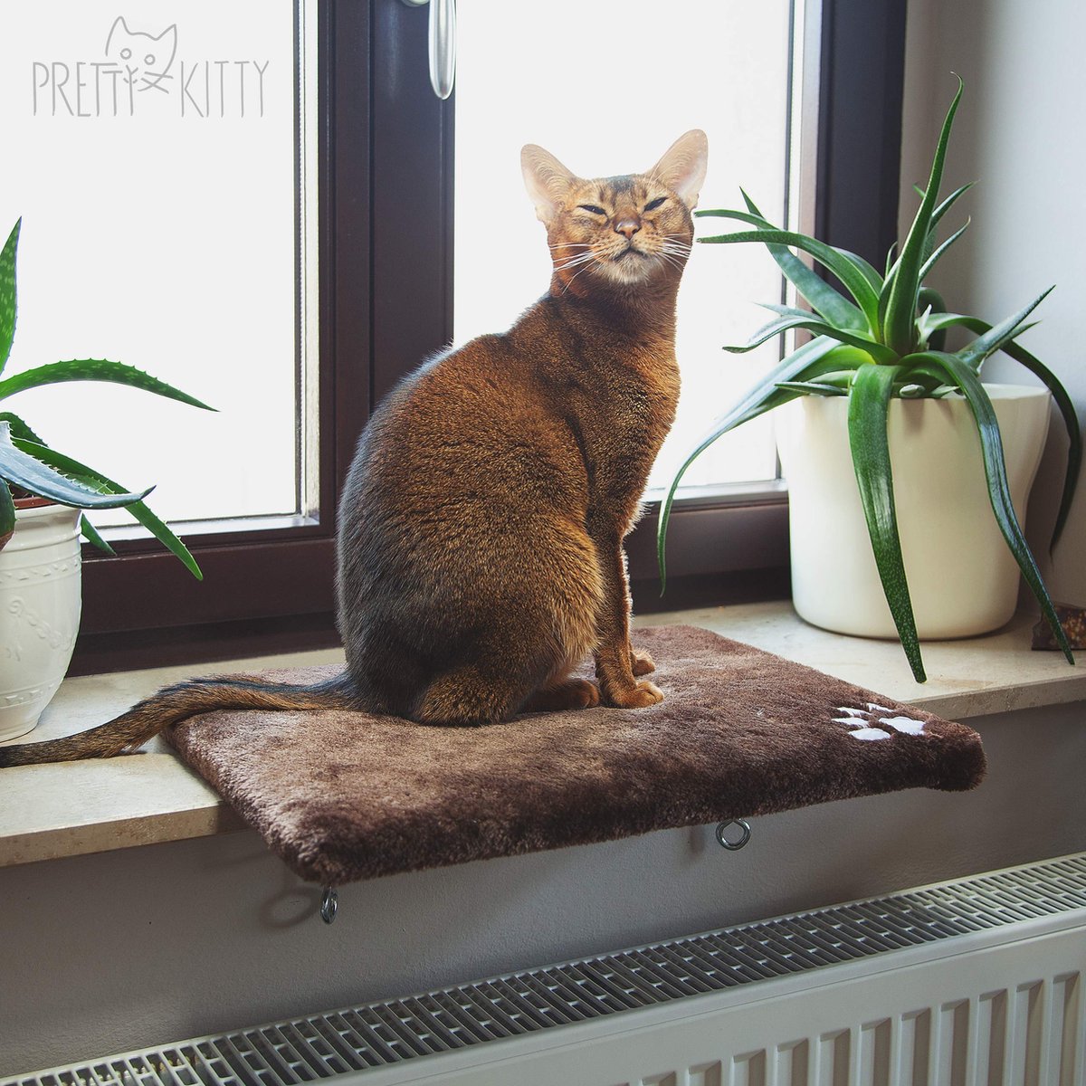  PRETTY KITTY Cat Window Bed 32x41cm: Knuffelig Kattenbed Voor De Vensterbank, Premium Kattenbed Fluffy Voor Het Raam, Vensterbank Kat - Wasbaar, Vensterbank Kat