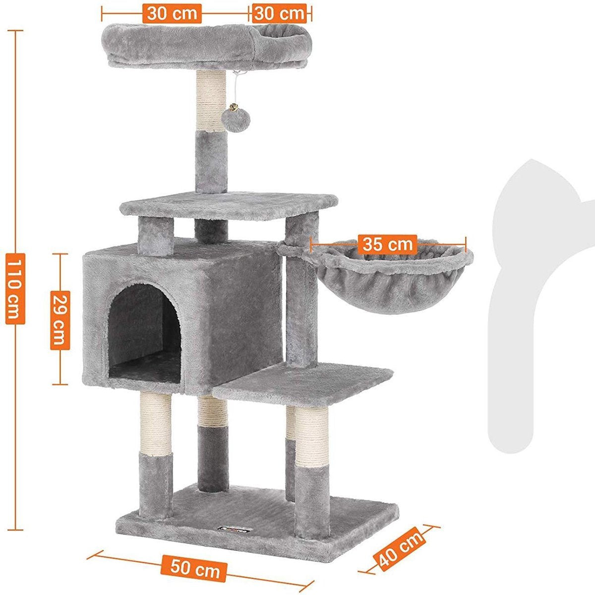  Krabpaal Voor Grote Katten - Multiniveau Krabpaal - 110 Cm Hoog