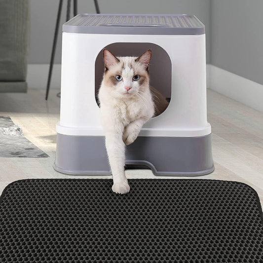  Nixnix - Kattenbakmat - 40 X 50 Cm - Waterdicht - Dubbele Laag - Honingraatstructuur - Uitloopmat - Placemat Kat - Schoonloopmat Kattenbak - Kattenbak Accessoires - Katten Grit Opvanger - Katten Mat